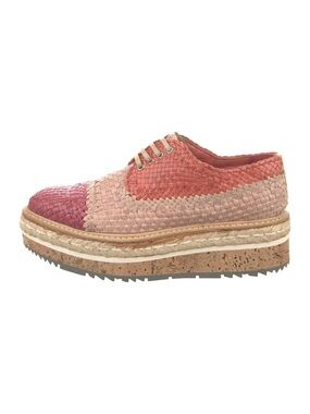 PRADA ICONIC MADRAS PINK WOVEN OXFORDS ESPADRILLE BROGUES 39 US 8/8.5 NWOT